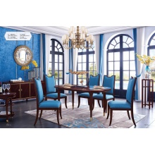 美式轻奢餐桌椅组合椭圆形餐桌大户型别墅实木餐桌椅