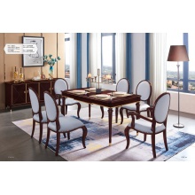 美式轻奢餐桌椅组合长方形餐桌大小户型实木餐桌椅
