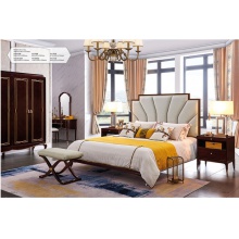 美式轻奢床实木床布艺床主卧1.8米双人床