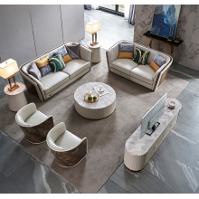 港式轻奢真皮沙发组合客厅意式极简皮艺沙发茶几角几电视柜