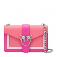 QHSS19 Pinko 品高 女士牛皮珊瑚色拼桃红色拼红色挎包 1P21BZ-Y5FFRYB