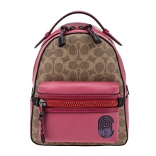 Coach 专柜 女士米色+粉色印花双肩包 69522GMOX0